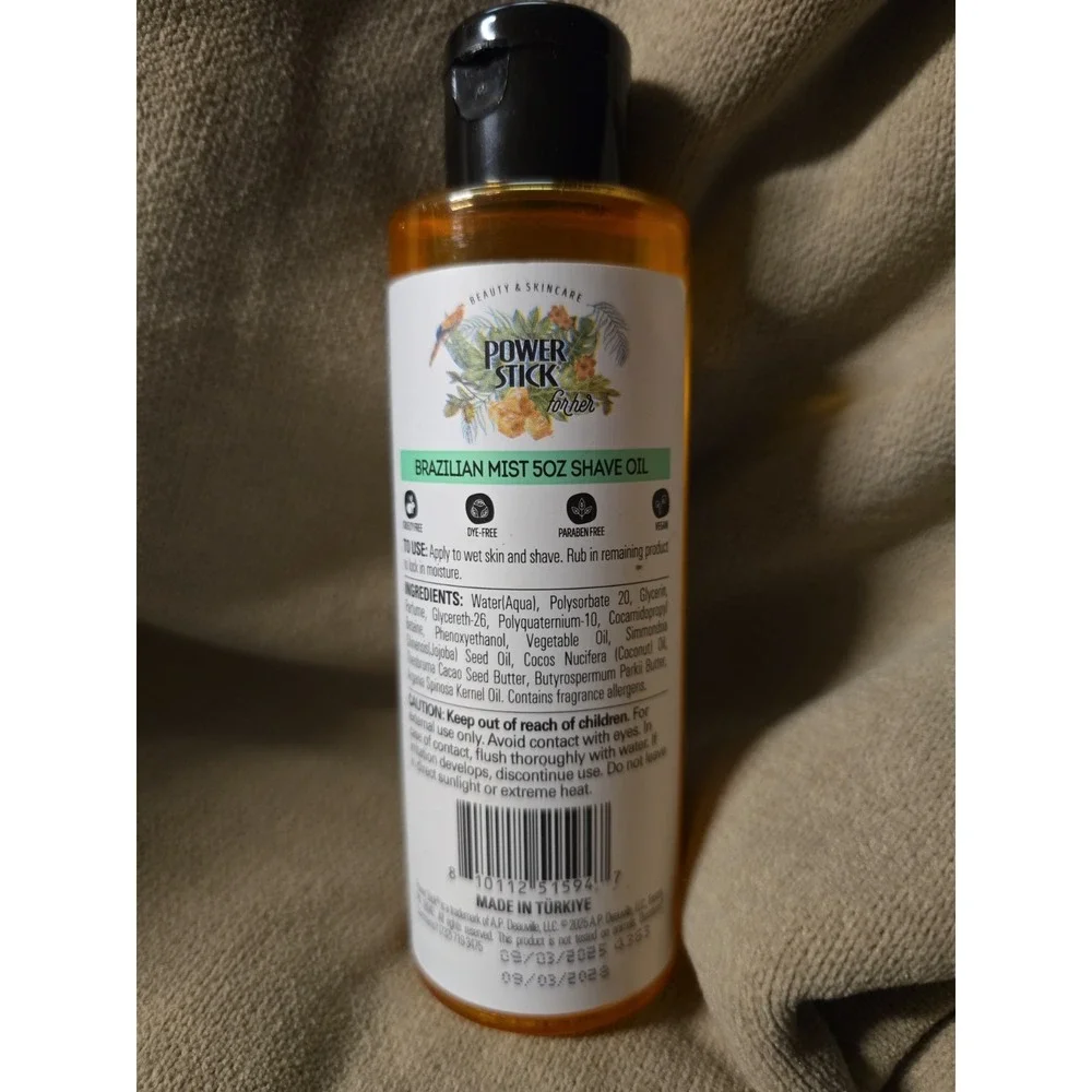 Power Stick Shave Oil Brazilian Mist Moisturizing Shaving Oil 5 Fl Oz New